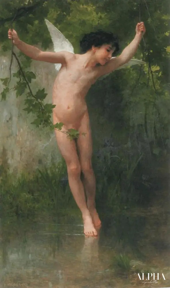 Cupidon volant au-dessus de l'eau - William Bouguereau - Reproductions de tableaux et peintures haut de gamme