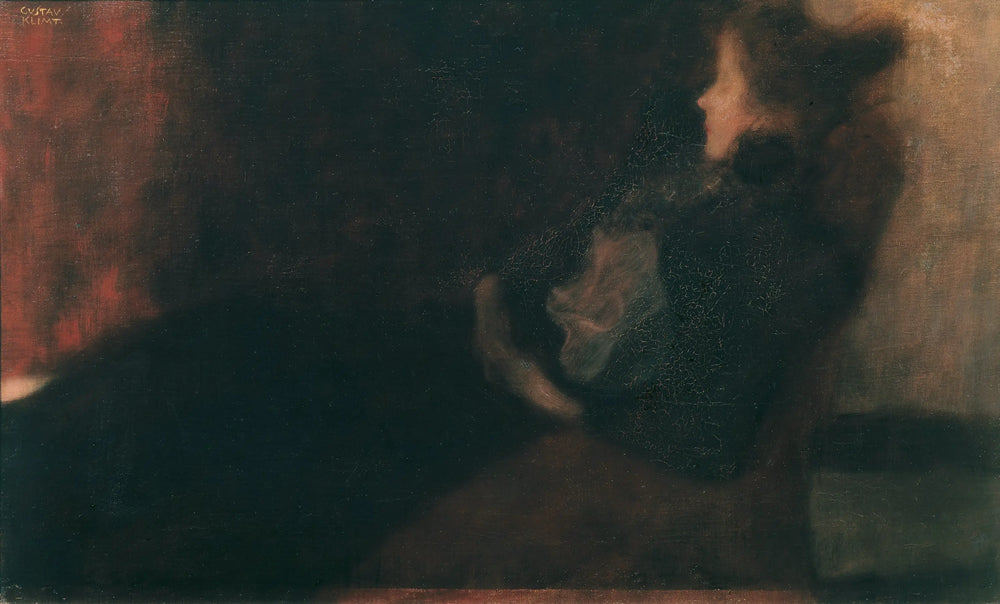 Reproduction du tableau « Dame au coin du feu (Dame am Kamin) - Gustav Klimt » par Alpha Reproduction en peinture à l’huile