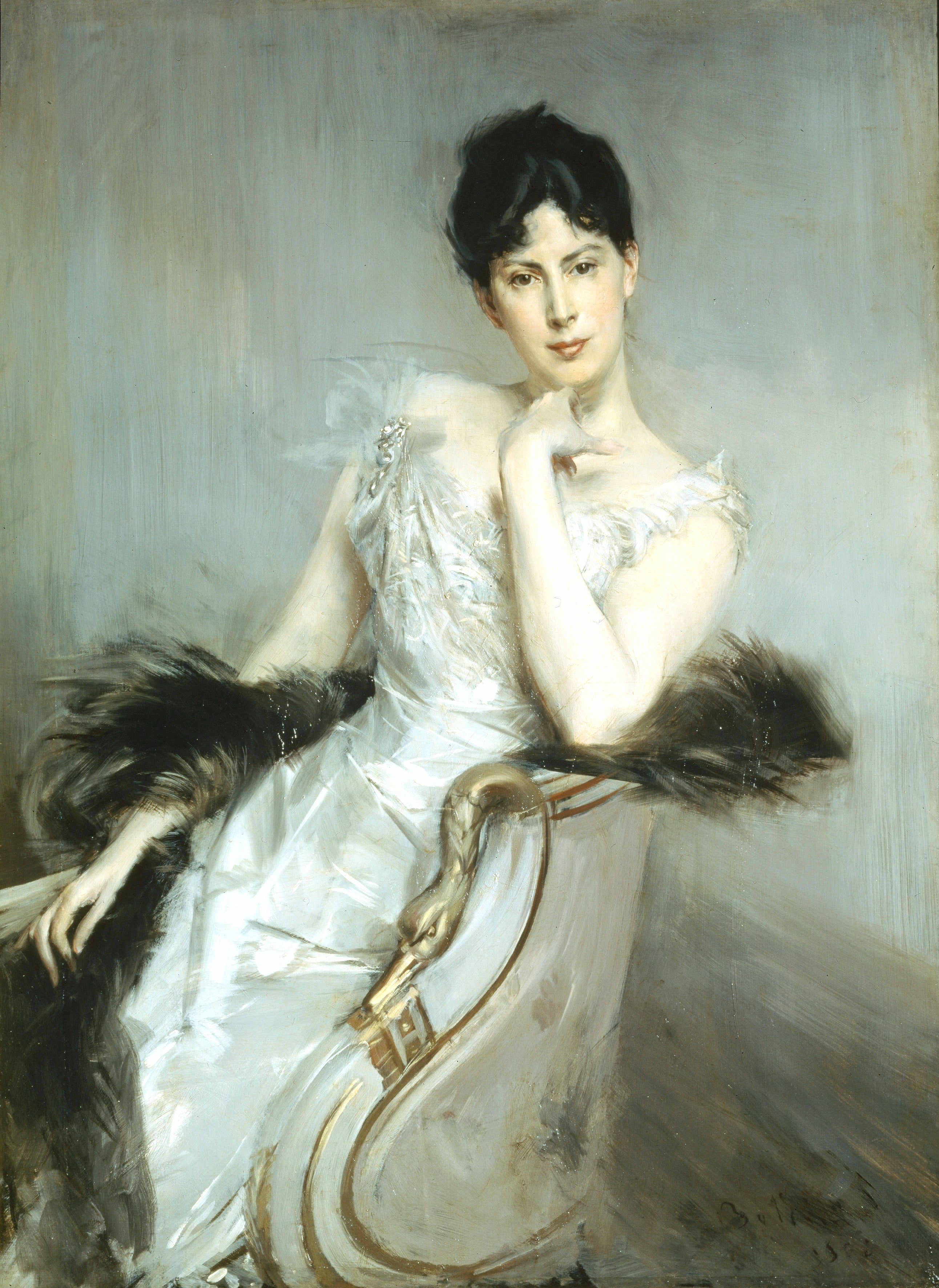 Dame en robe blanche - Giovanni Boldini - Alpha Reproduction