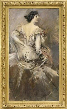 Дама в коричневом вечернем платье - Giovanni Boldini