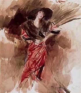 Dame en robe rouge - Giovanni Boldini image 1 reproduction réalisée par Alpha Reproduction