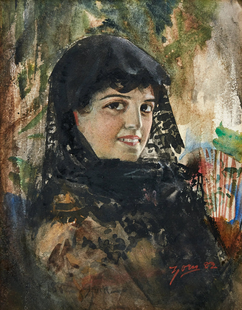 Испанская дама в черной вуали - Андерс Зорн