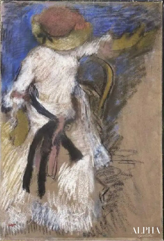 Dame étant assise dans la tenue blanche - Edgar Degas - Reproductions de tableaux et peintures haut de gamme