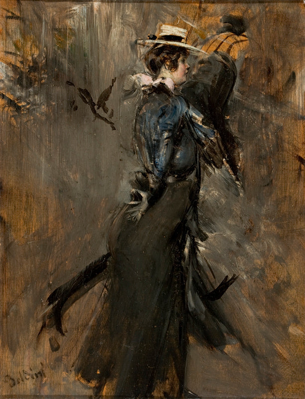 Dame portant un chapeau de paille (Promenade matinale) - Giovanni Boldini - Alpha Reproduction
