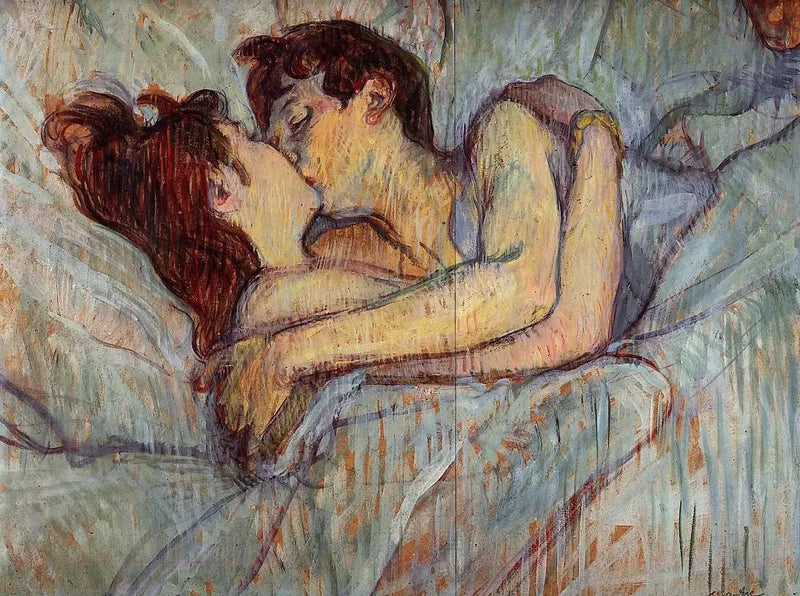 В постели, поцелуй - Анри де Тулуз-Лотрек