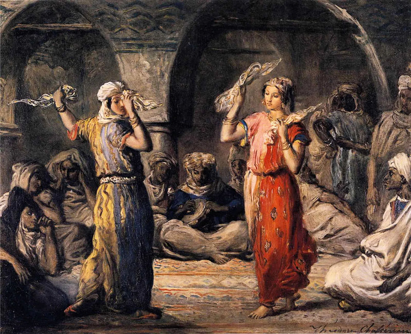 маурритские танцовщицы в Константин (Алжир). Танец с платками. - Теодор Шассеро