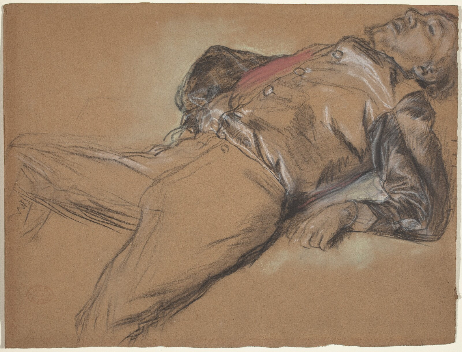 Fallen Jockey (study for "Scene from the Steeplechase: The Fallen Jockey"), Edgar Degas, c. 1866 — pastel, National Gallery of Art
