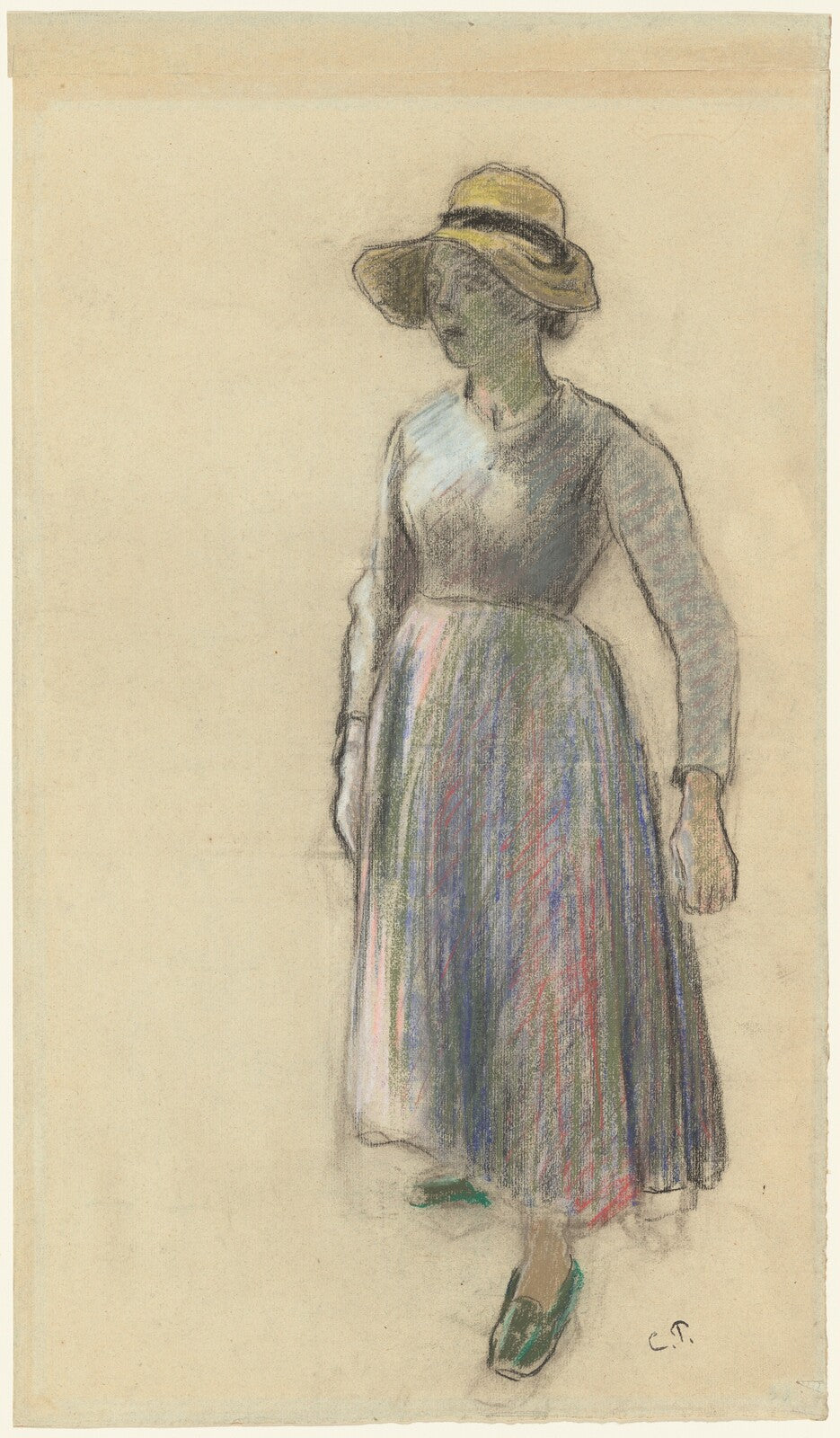 A Peasant Girl in a Straw Hat, Camille Pissarro, c. 1892 — pastel, National Gallery of Art