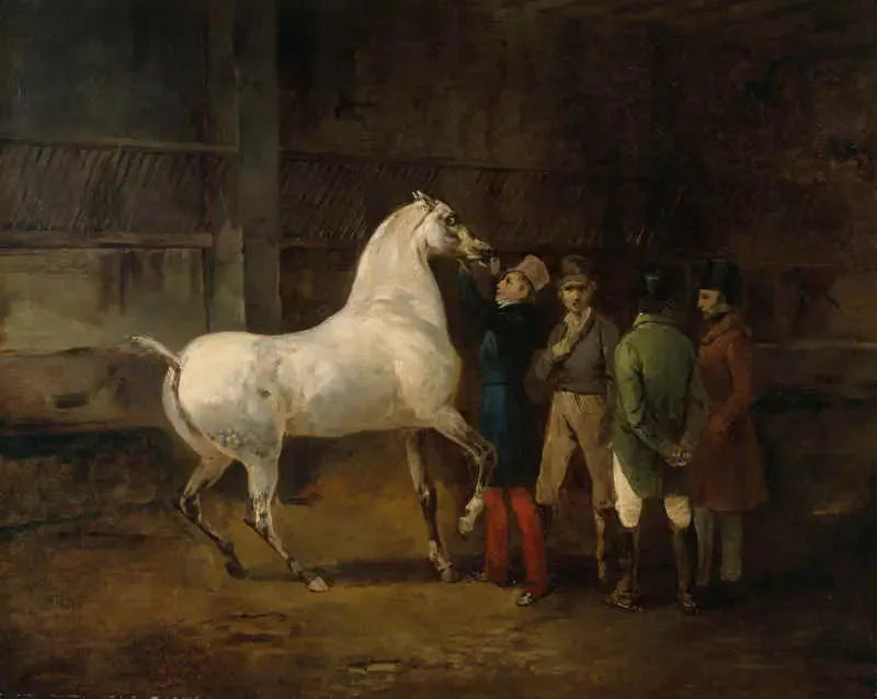 Démonstration d'un cheval blanc - Théodore Géricault image 1 tableau peint à l’huile sur toile