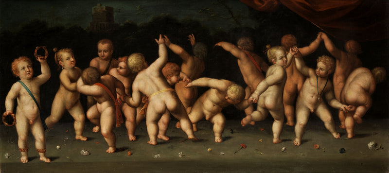 Дети танцуют в круг и дуть в пейзаж - Denis Calvaert