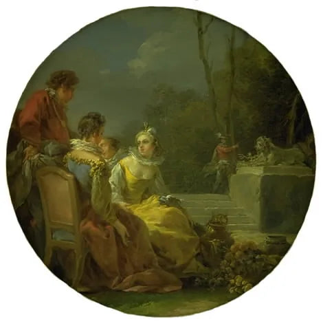 Des personnages dans un parc - Noël Hallé