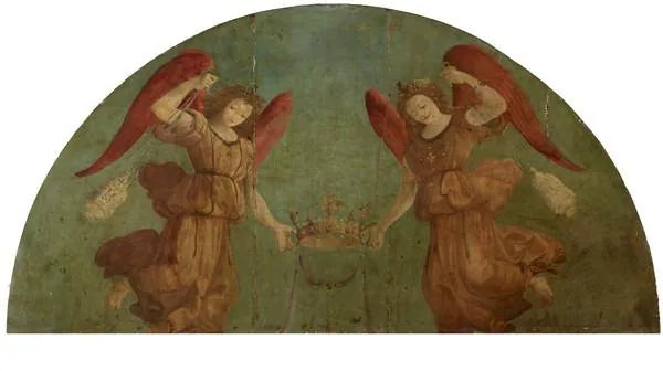 Deux anges encenseurs tenant une couronne - Piero di Cosimo image 1 copie peinte à la main à l’huile