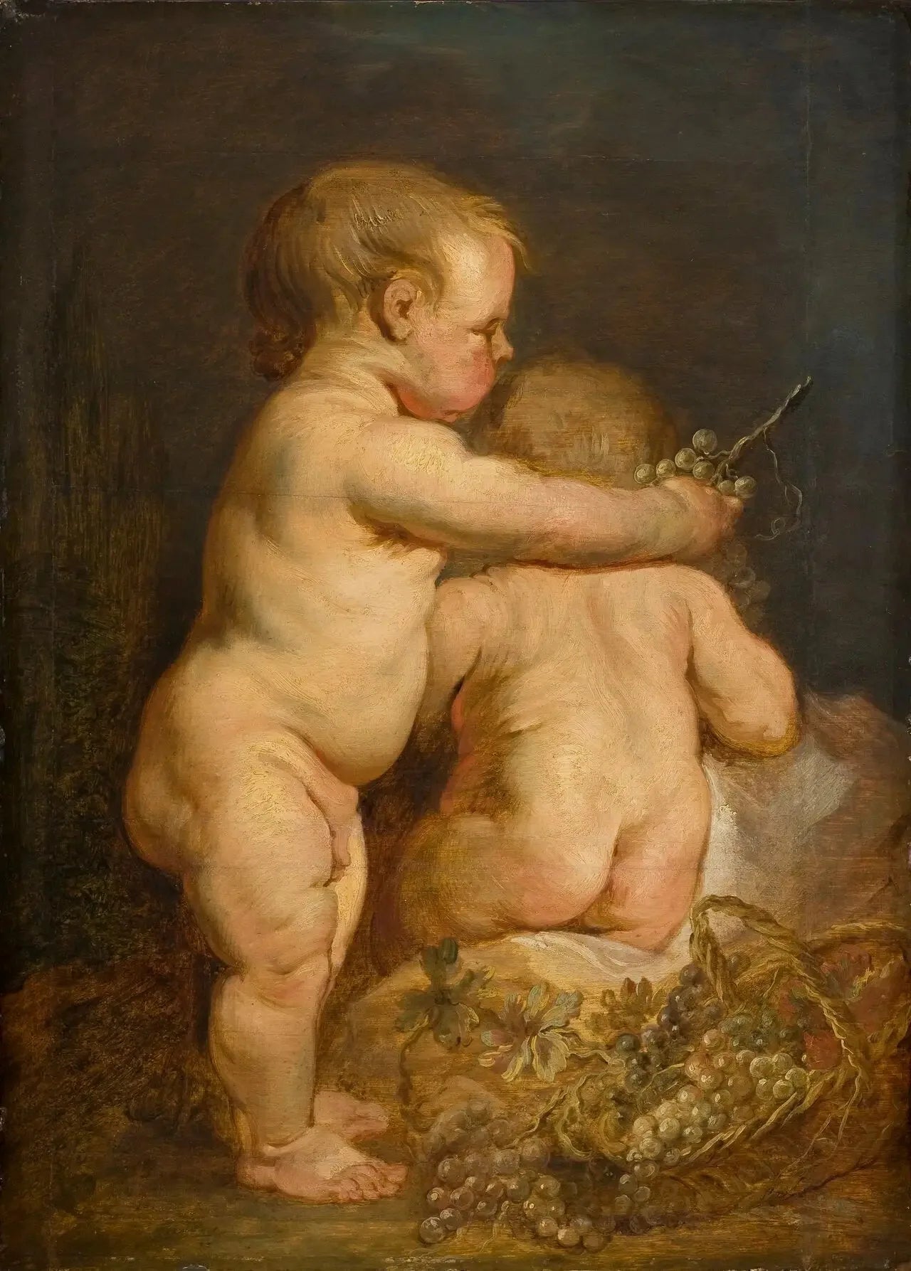 Deux enfants nus avec des raisins - Antoine van Dyck image 1 copie de tableau peinte à la main
