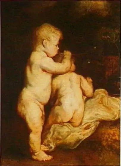 Два ребенка, дующих мыльные пузыри, около 1617 года - Антуан ван Дейк