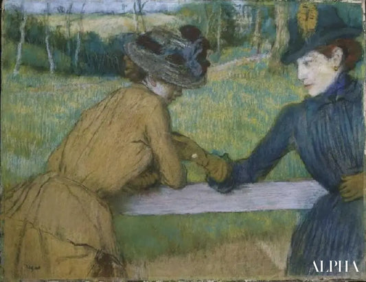 Deux femmes parlant à une clôture - Edgar Degas - Reproductions de tableaux et peintures haut de gamme