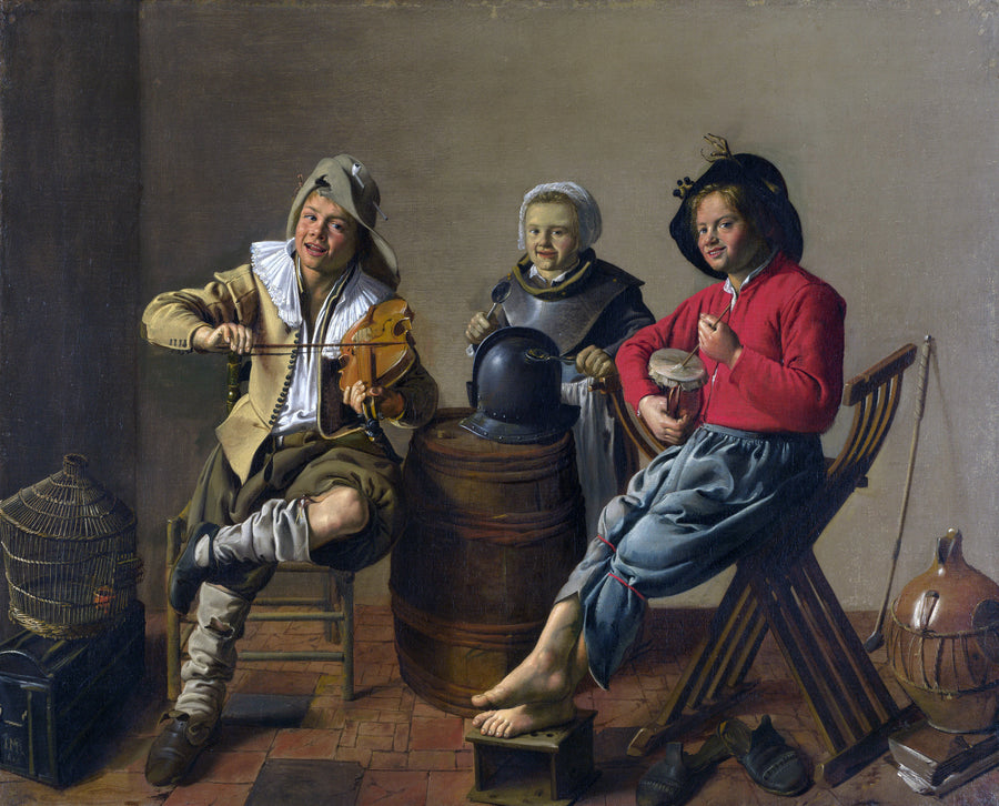 Deux garçons et une fille faisant de la musique - Jan Miense Molenaer