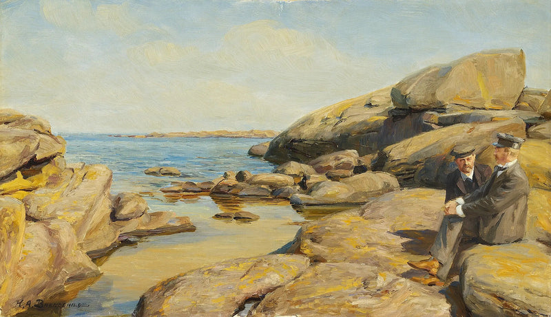 Два мужчины на пляже Бёрнхольма. - Х. А. Брендекильде