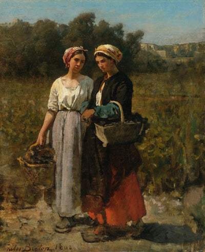 Deux jeunes femmes dans le vintage - Jules Breton - Alpha Reproduction