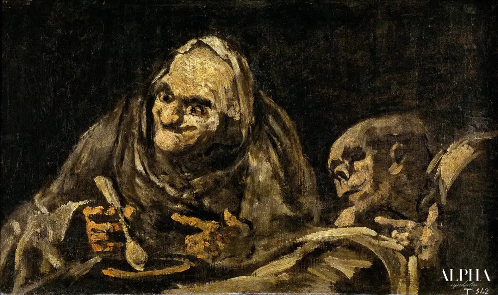 Deux vieux hommes qui mangent - Francisco de Goya - Reproductions de tableaux et peintures haut de gamme