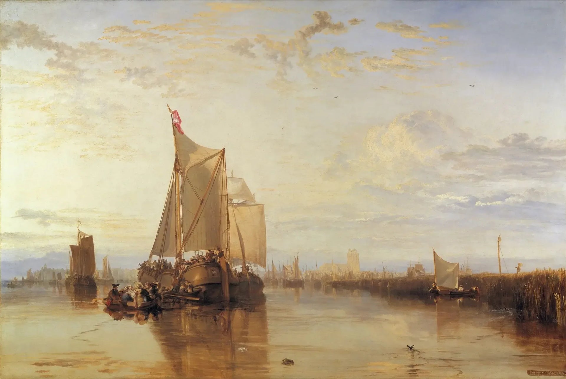 Dort, or Dordrecht: The Dort packet-boat from Rotterdam becalmed - J. M. W. Turner image 1 reproduction de peinture à l’huile
