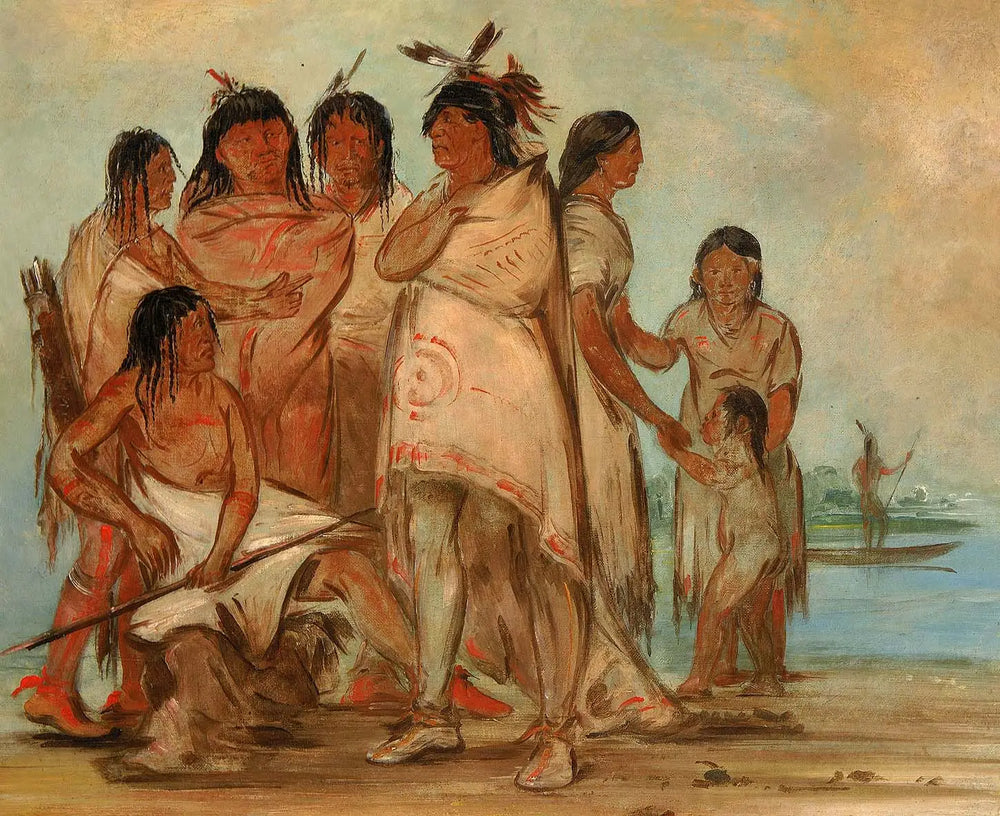 Du-cór-re-a chef de la tribu et sa famille - George Catlin - Alpha Reproduction