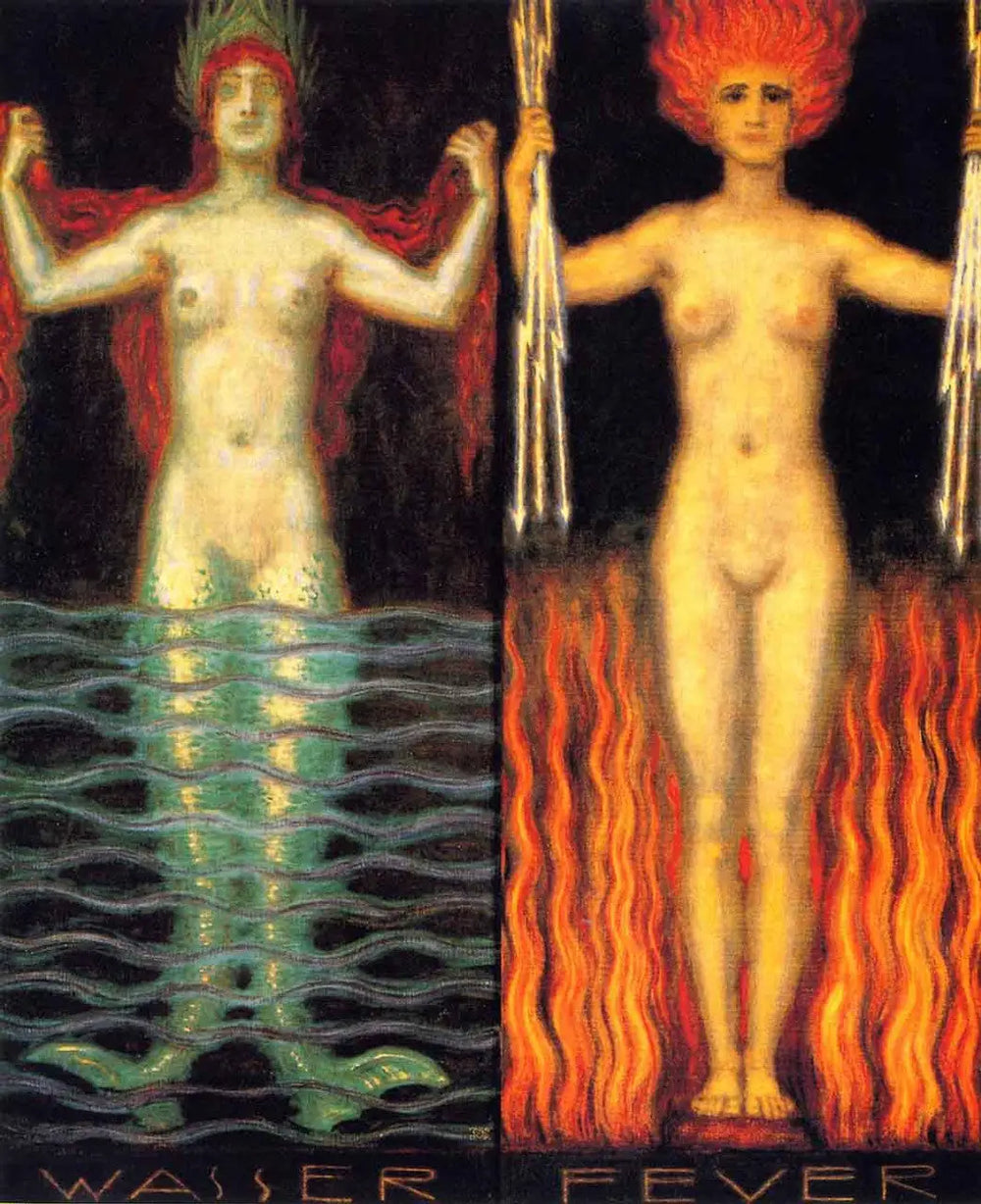 Reproduction du tableau « Eau et Feu - Franz Von Stuck » par Alpha Reproduction en peinture à l’huile