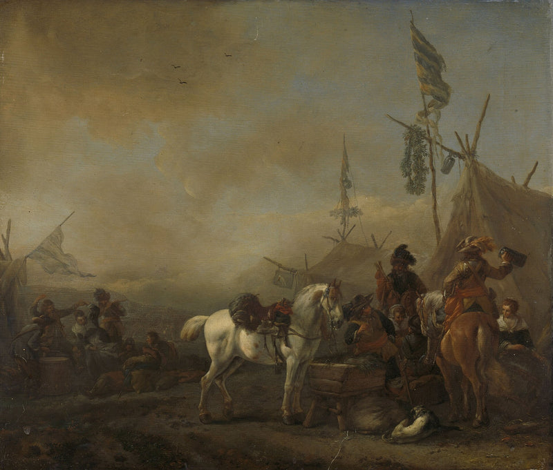 Camp militaire avec chien - Philips Wouwerman