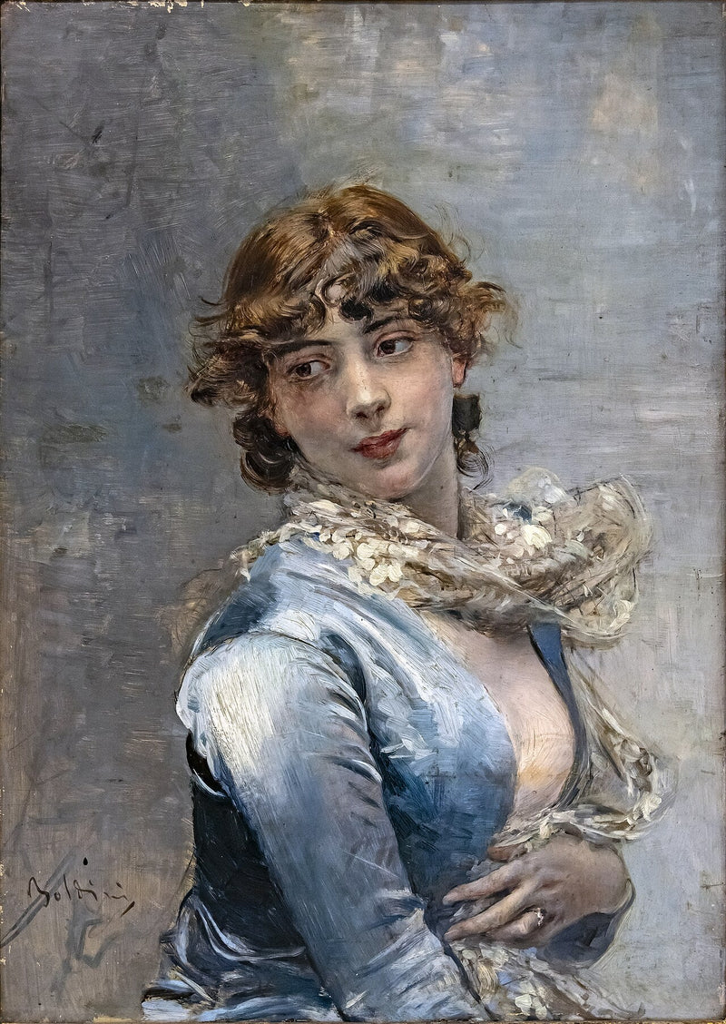 Элегантная в синем платье - Giovanni Boldini