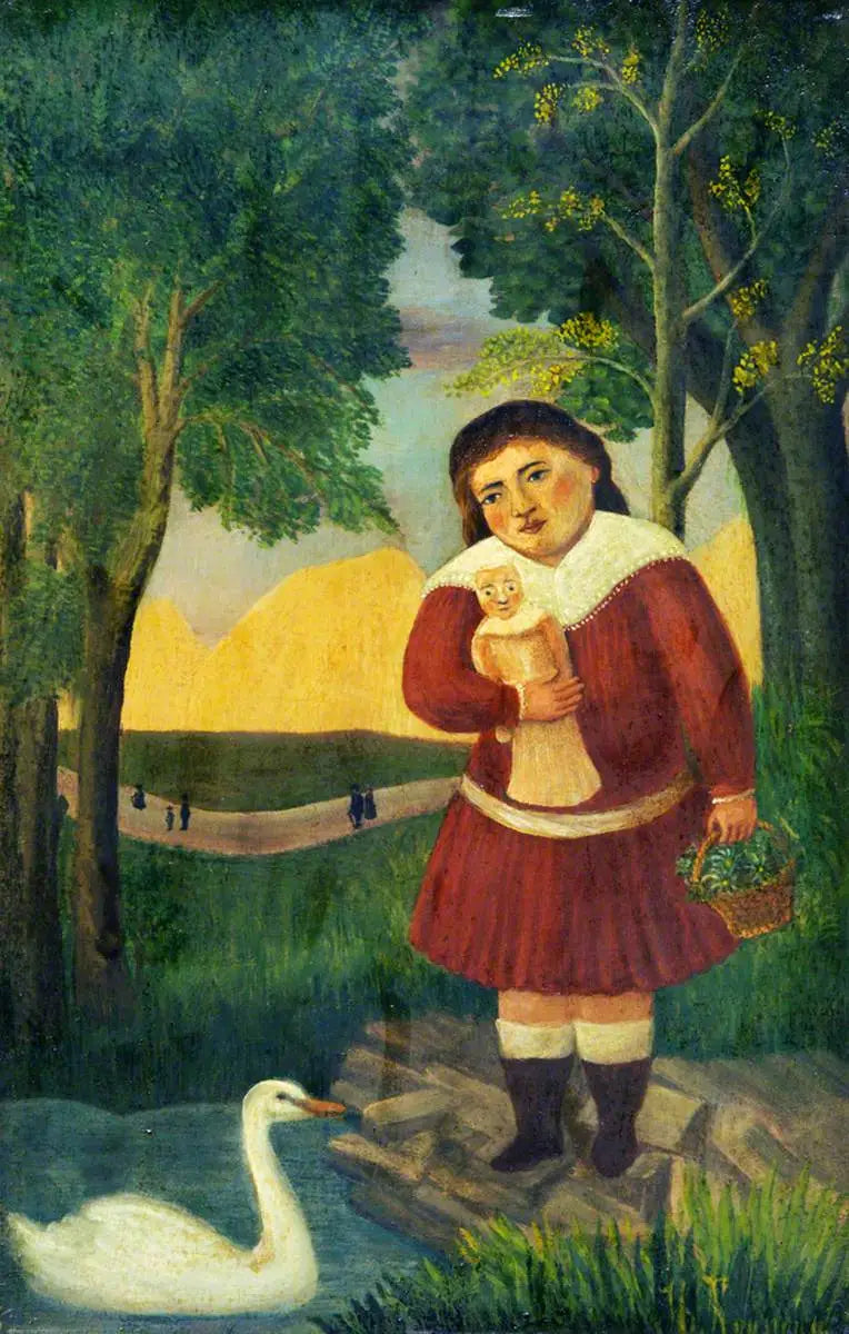 Ребенок с куклой в пейзаже - Анри Руссо