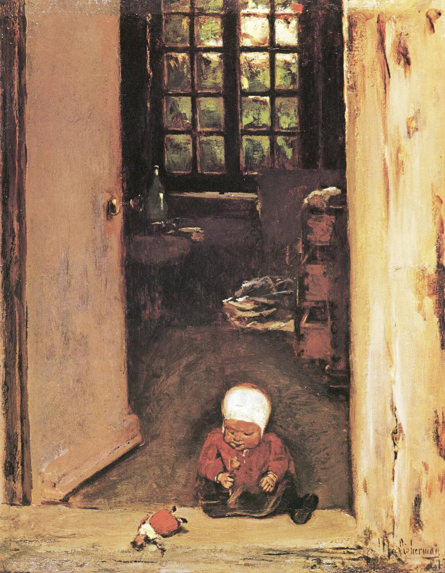 Ребёнок, играющий в дверном проёме - Макс Либерман
