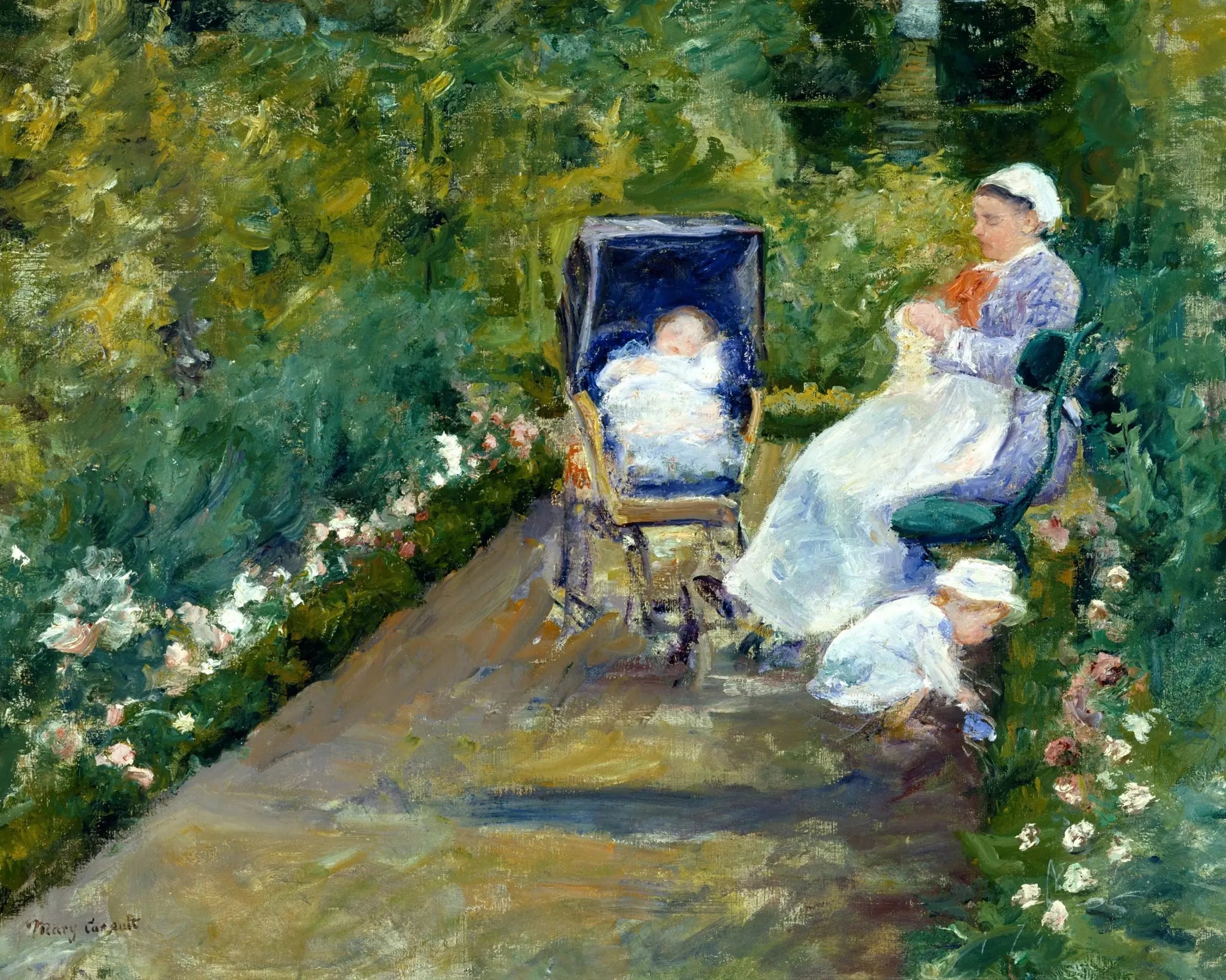 Enfants dans un jardin (La nourrice) - Mary Cassatt image 1 reproduction artisanale de tableau
