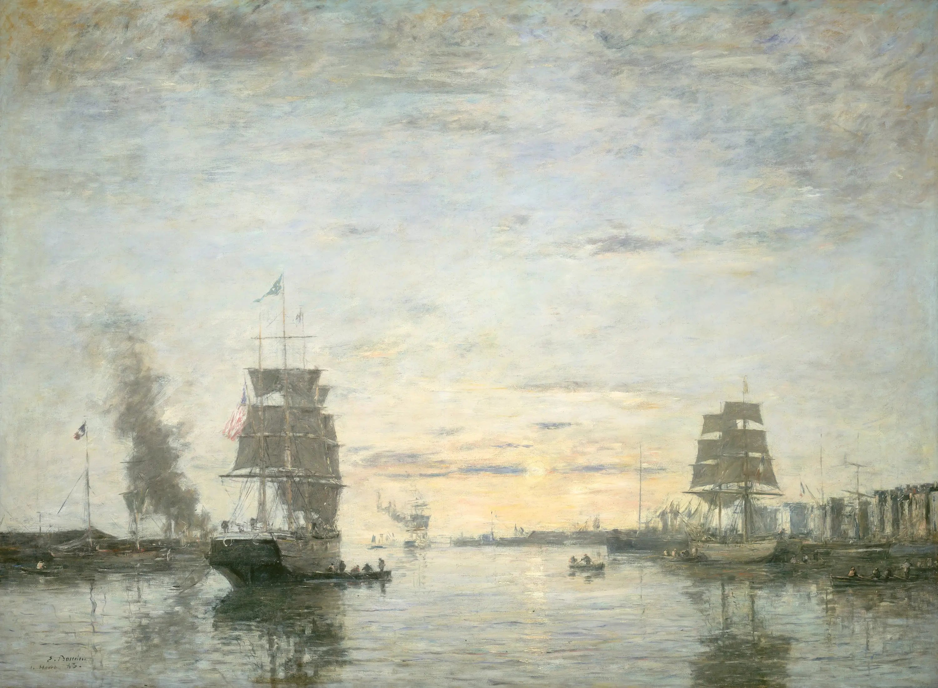 Entrée du port du Havre - Eugène Boudin image 1 copie de tableau peinte à la main