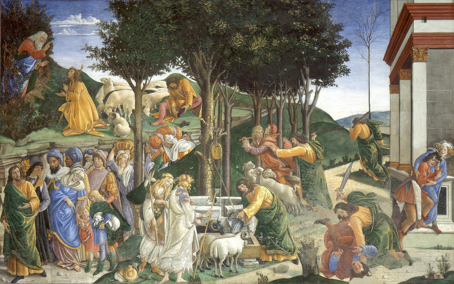 Les Épreuves et la vocation de Moïse de Botticelli, chapelle Sixtine – reproduction peinture à l’huile sur toile