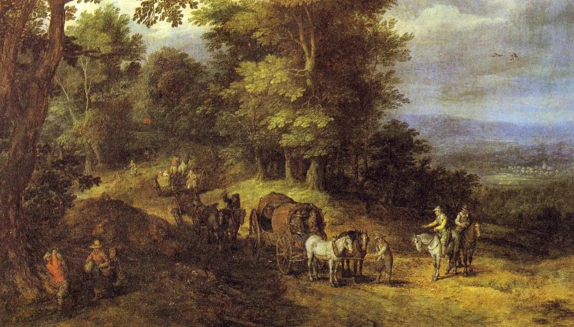 Fahrweg, waldige Hohe - Jan Brueghel l’Ancien image 1 copie peinte à la main à l’huile