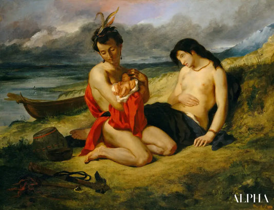 Famille d'Indiens - Eugène Delacroix - Reproductions de tableaux et peintures haut de gamme