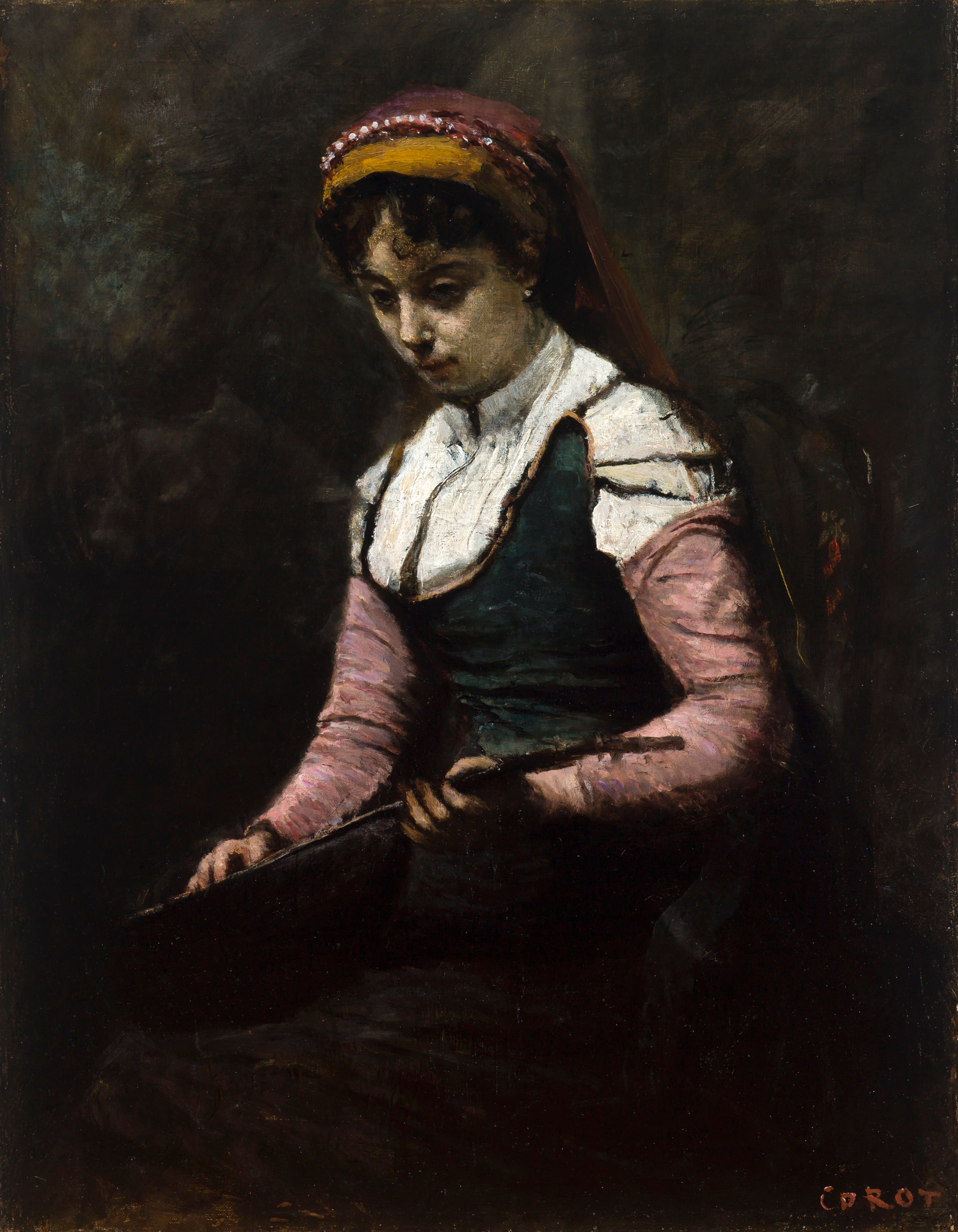 Femme à la Mandoline - Jean-Baptiste Camille Corot - Alpha Reproduction
