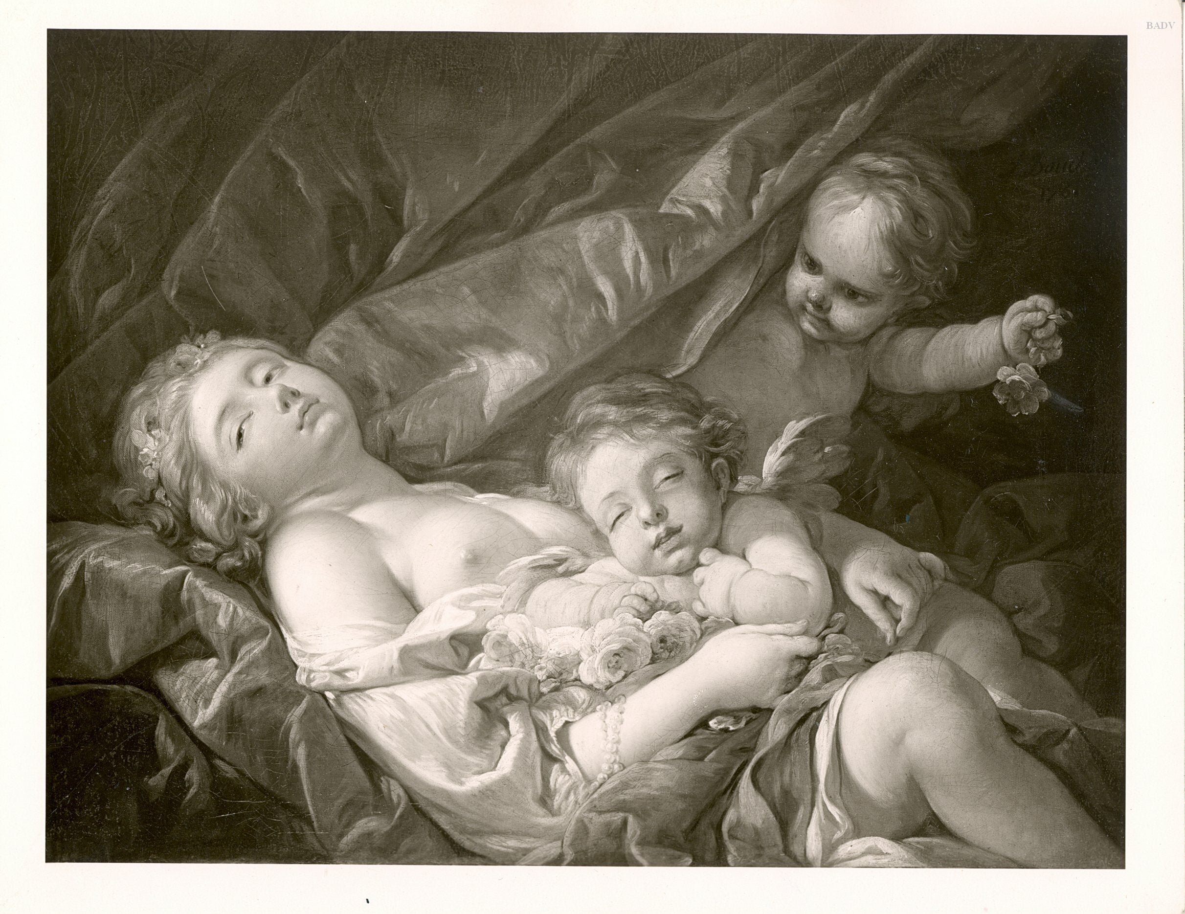 femme allongée avec putti - François Boucher - Alpha Reproduction