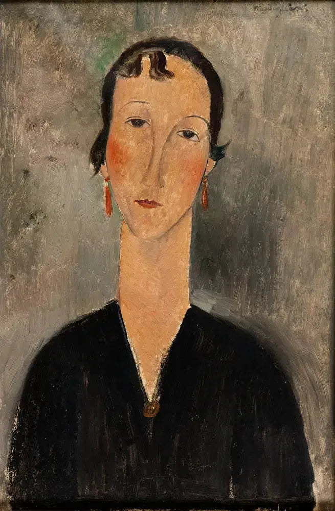 Femme aux boucles d'oreilles - Amedeo Modigliani image 1 copie peinte à la main à l’huile
