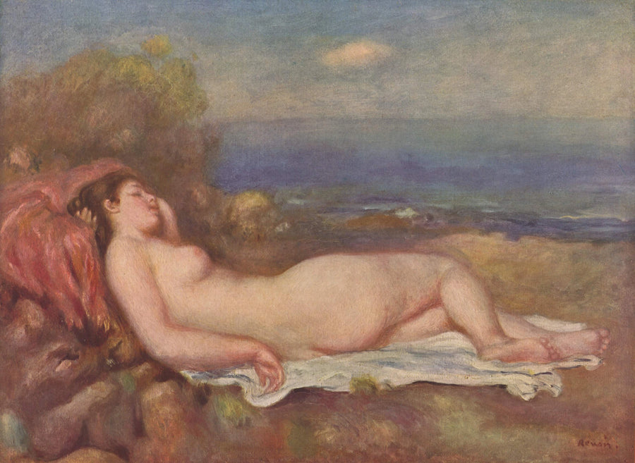 Femme couchée au bord de la mer, Renoir 1892 – reproduction peinture à l’huile sur toile