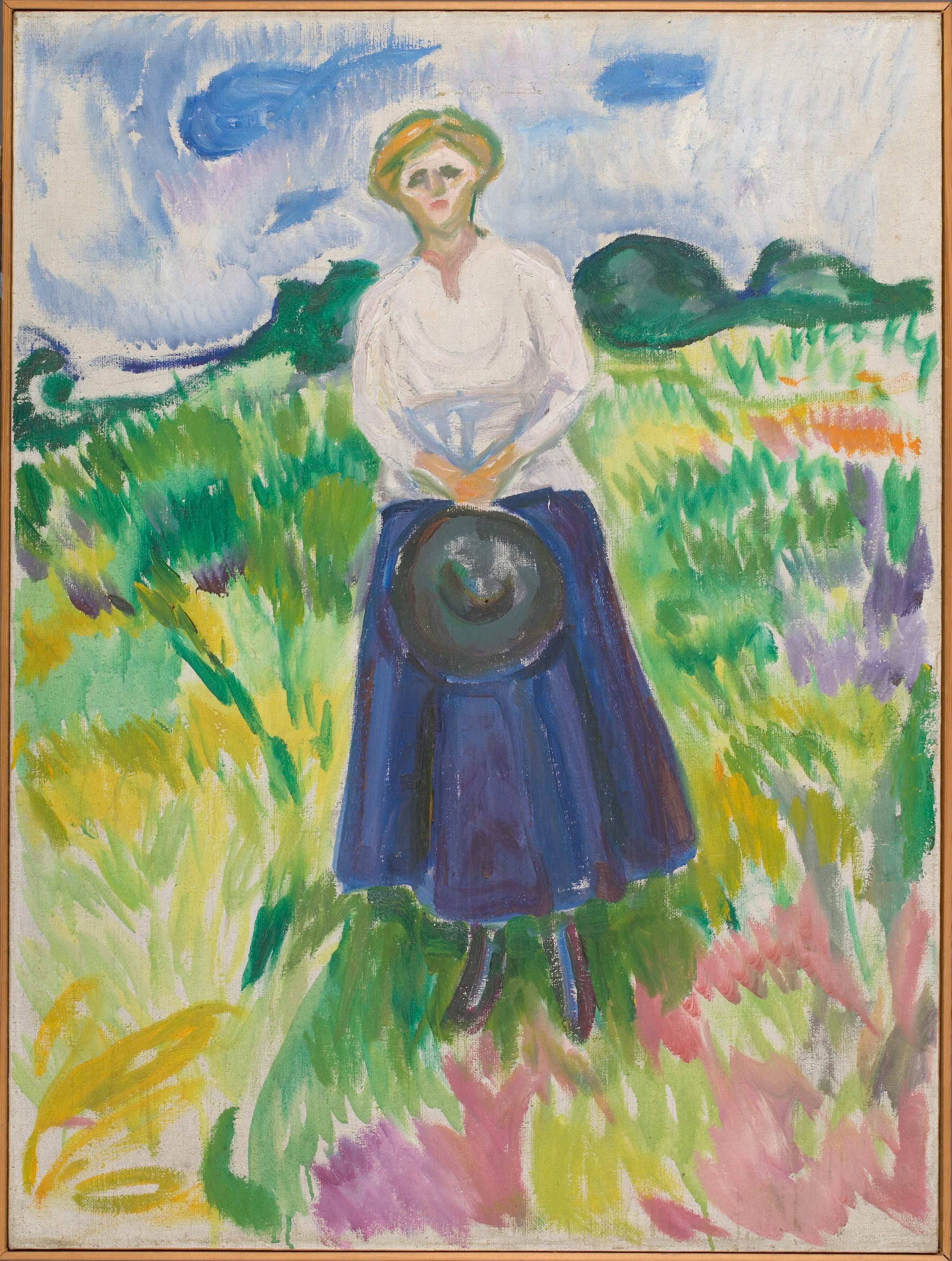 Reproduction du tableau « Femme dans une prairie verte - Edvard Munch » par Alpha Reproduction en peinture à l’huile