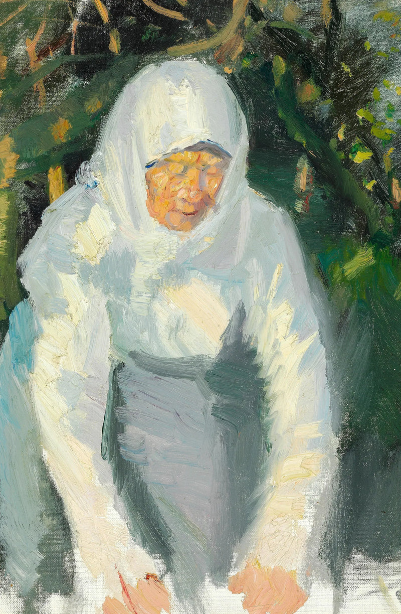 Женщина из Скагена с белым шарфом. - Anna Ancher