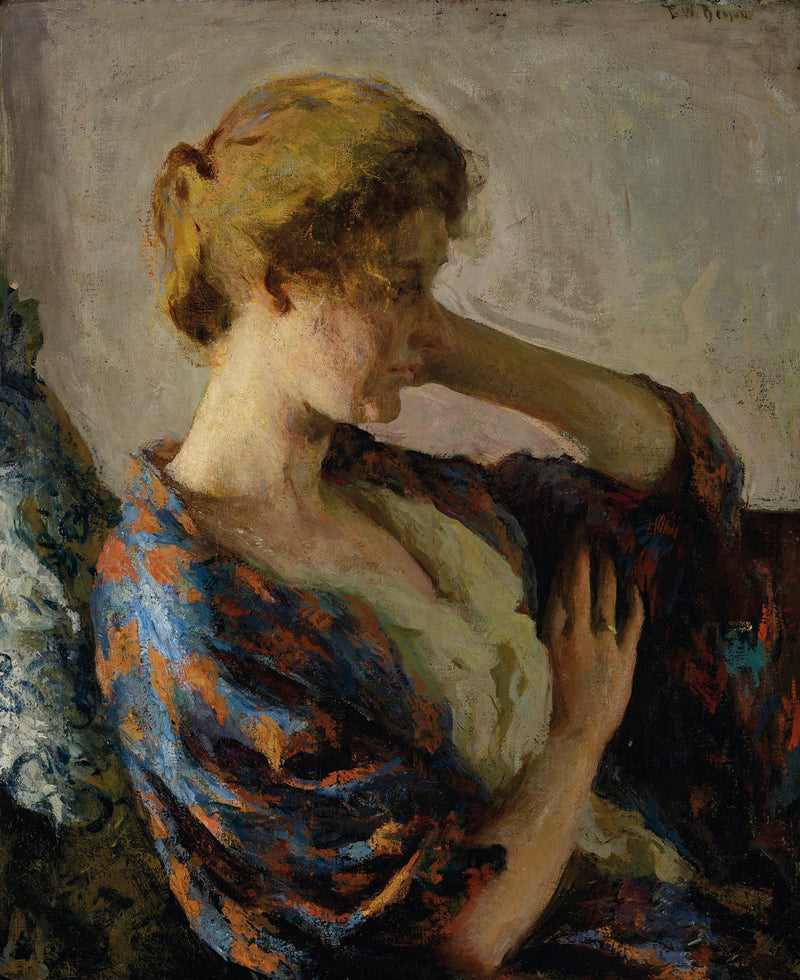 Женщина в синем кимоно - Frank Weston Benson