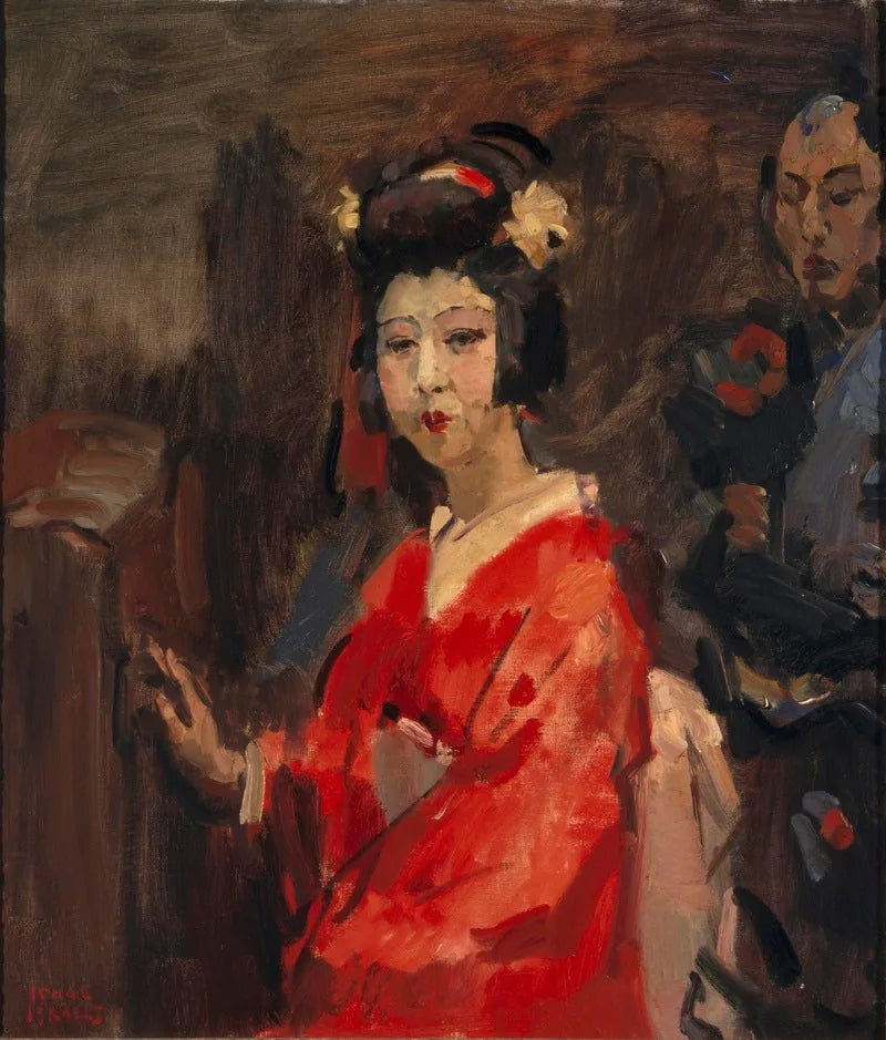 Японская женщина в красном кимоно - Isaac Israëls