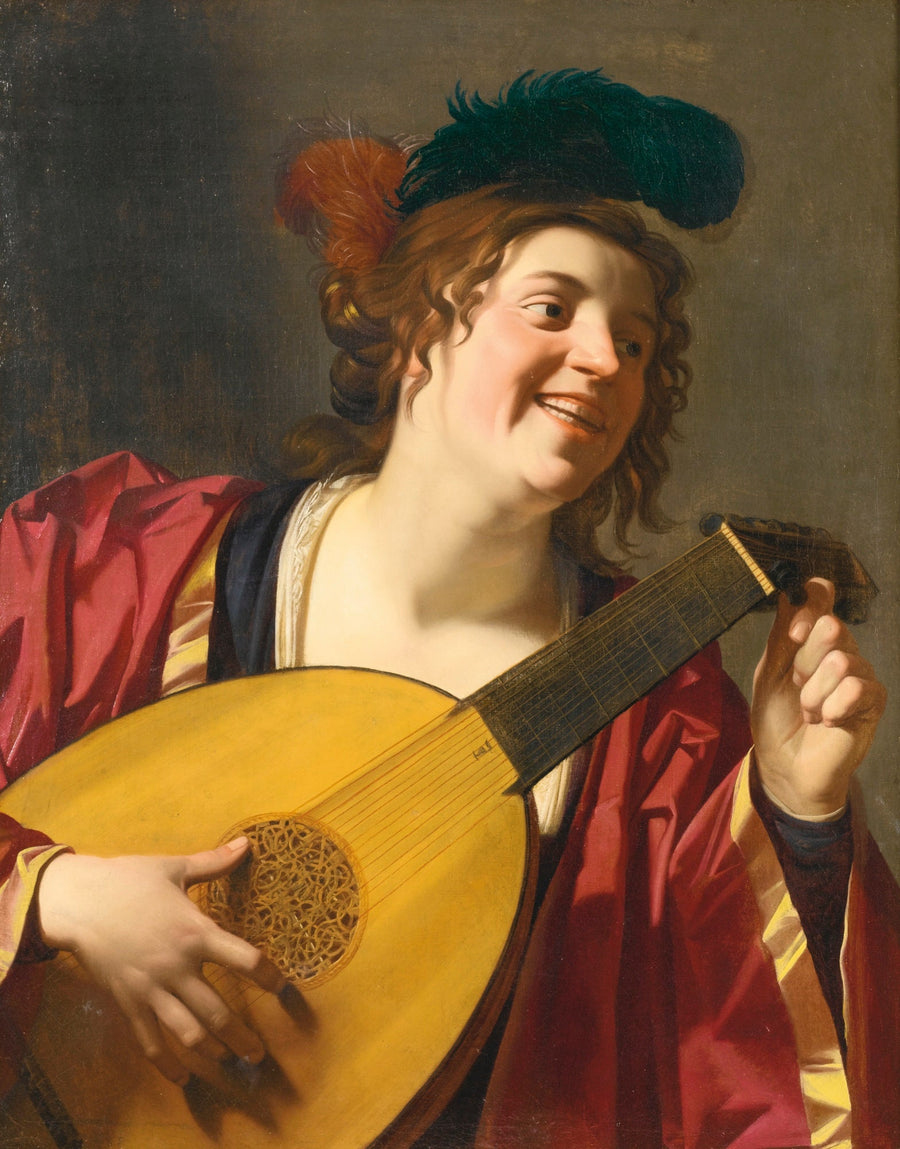 Женщина, играющая на лютне - Gerrit van Honthorst