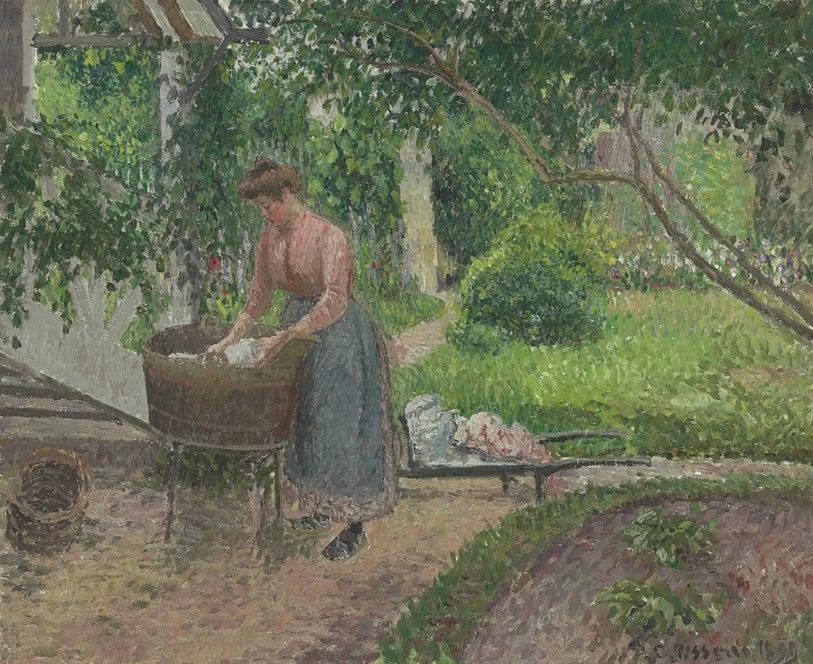 Женщина, стирающая белье в саду, Эрагни - Камиль Писсарро