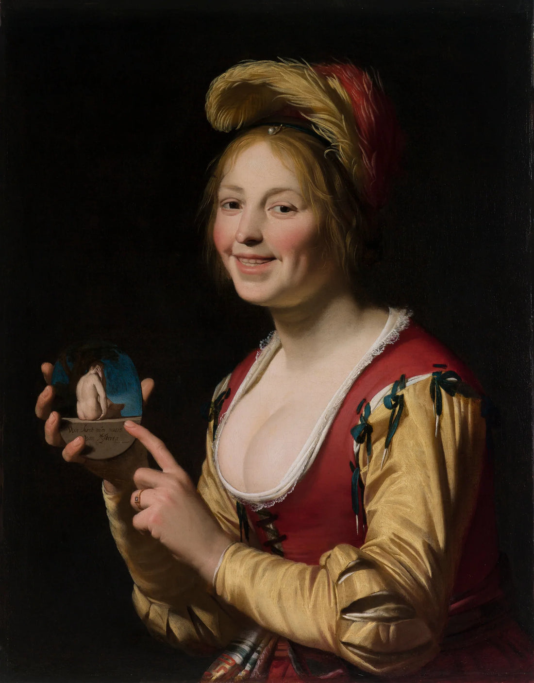 Женщина, показывающая непристойный предмет - Gerrit van Honthorst