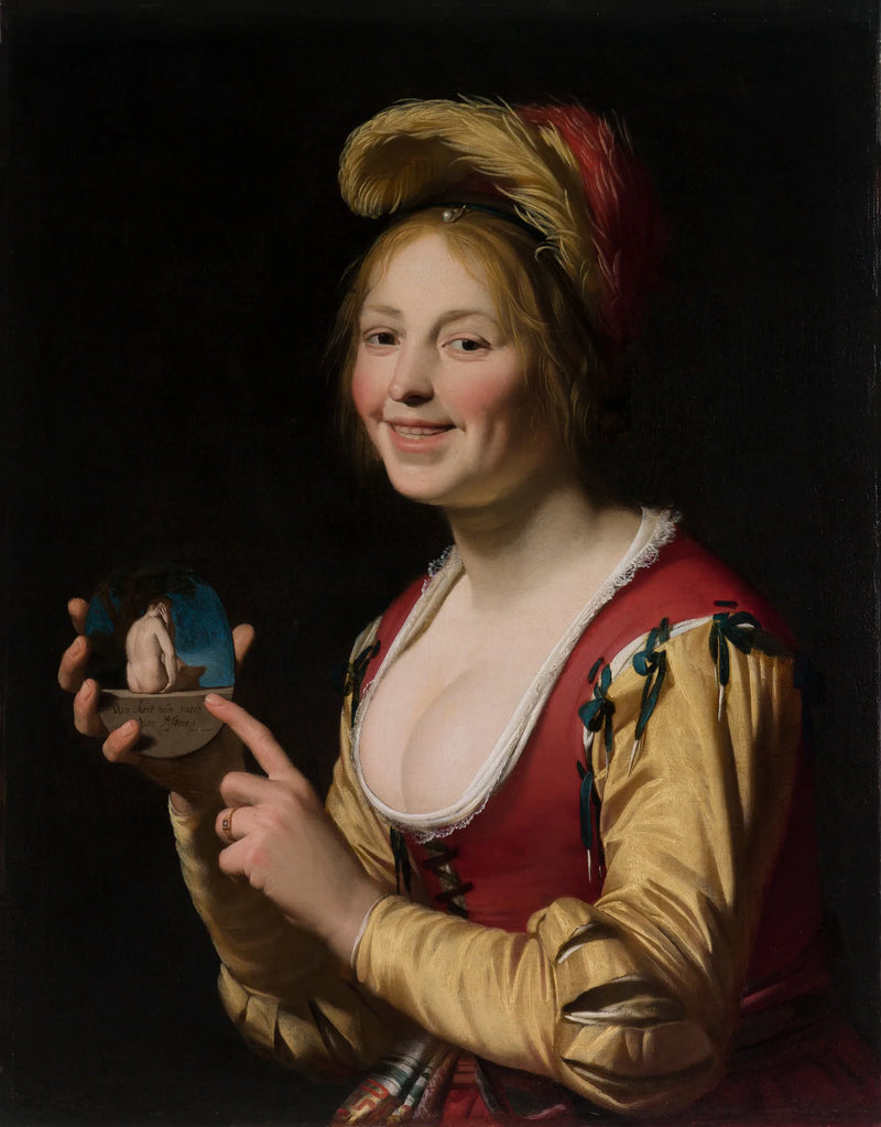 Женщина, показывающая непристойный предмет - Gerrit van Honthorst