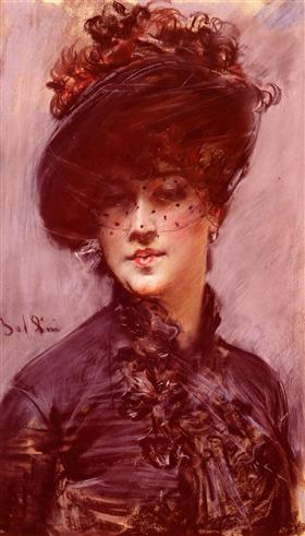 Женщина в черной шляпе и вуали - Giovanni Boldini