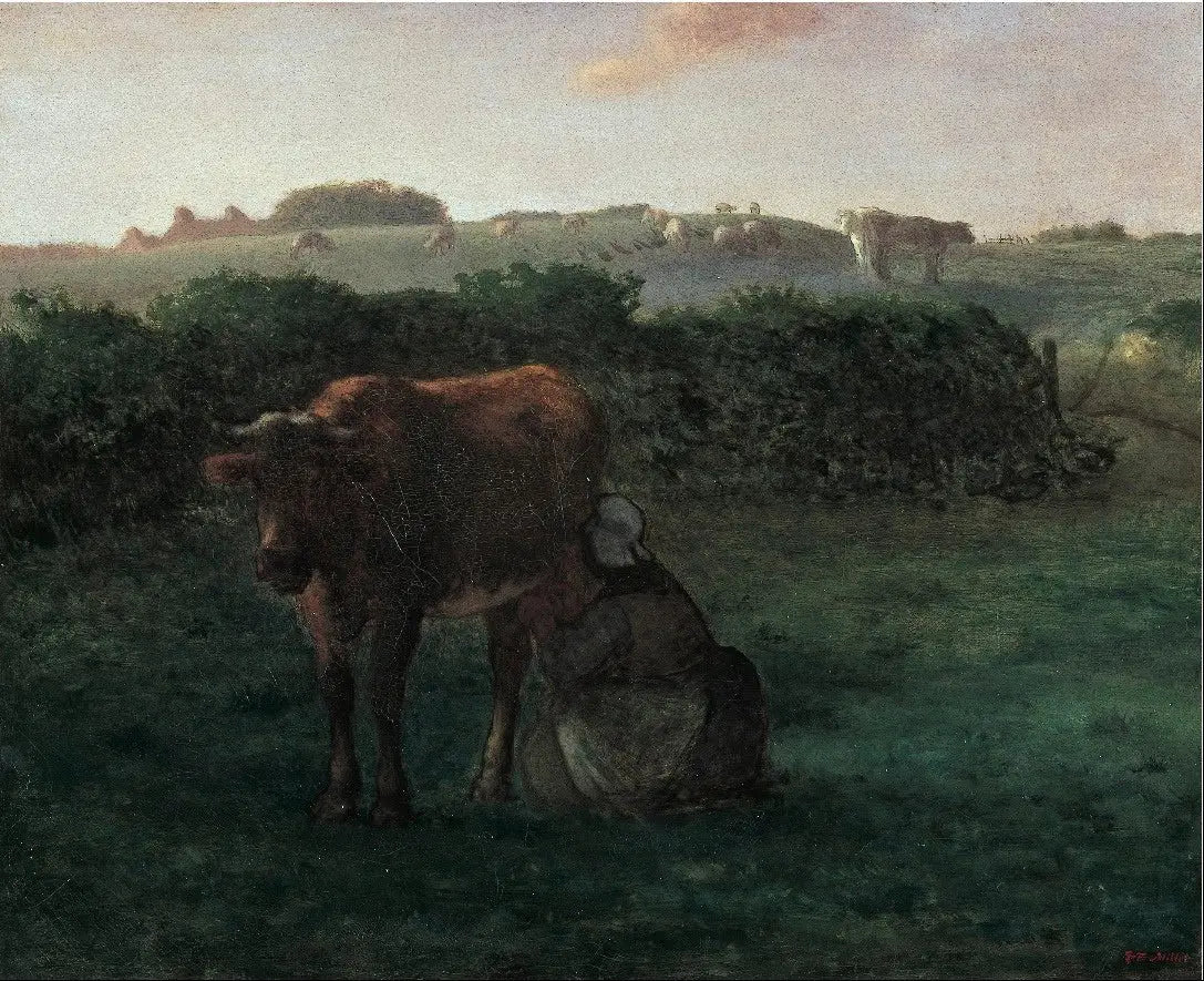 Femme traçant une vache - Jean-François Millet - Alpha Reproduction