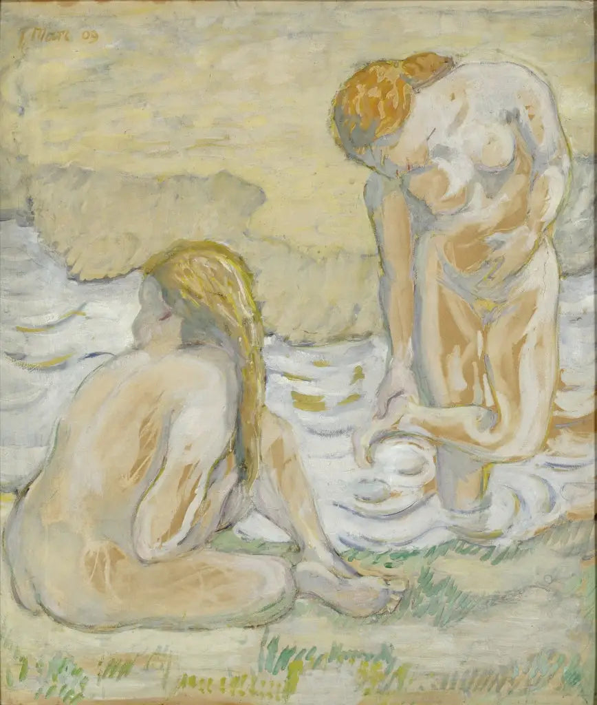 Reproduction du tableau « Femmes au bain (Composition nue II) - Franz Marc » par Alpha Reproduction en peinture à l’huile